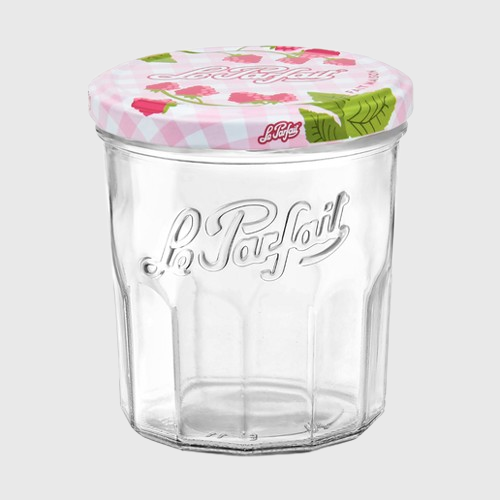 Pot à confiture française à facettes en verre avec couvercle torsadé en métal 385 ml