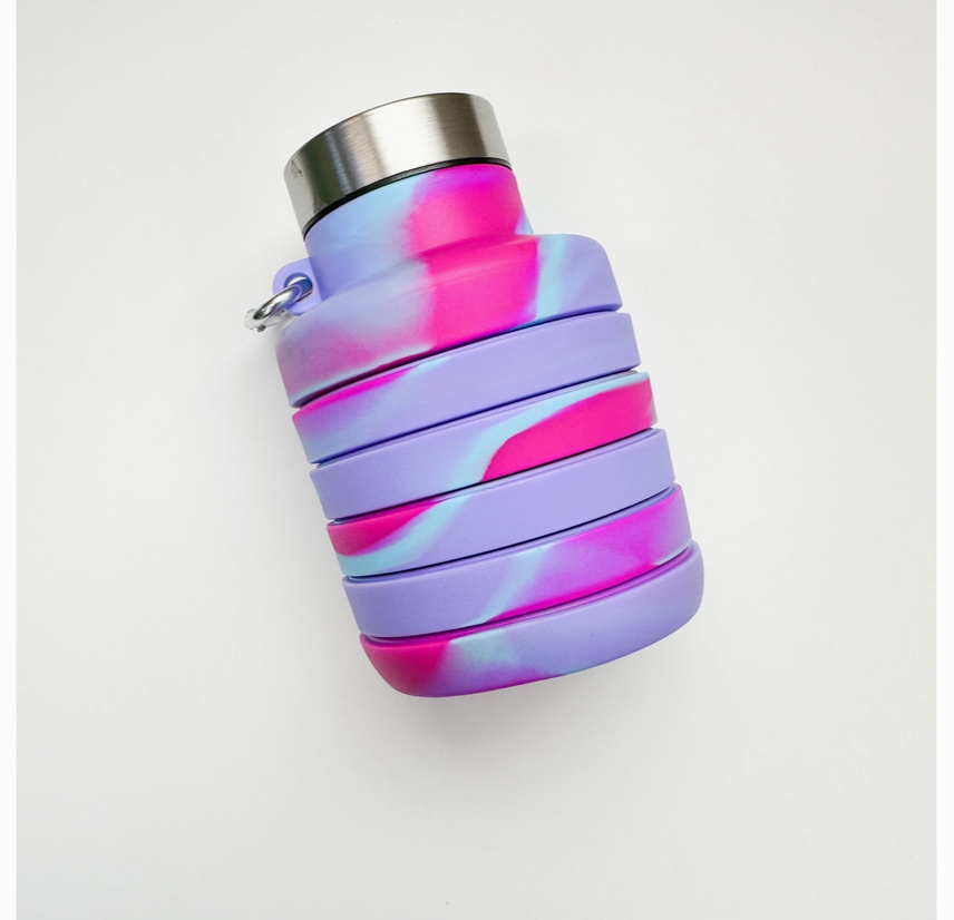 Bouteille en silicone réutilisable et pliable