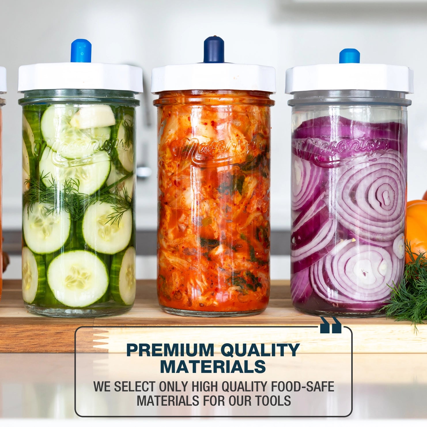 Ensemble de fermentation avec bocal, sas, poids et plus (Pot Mason)