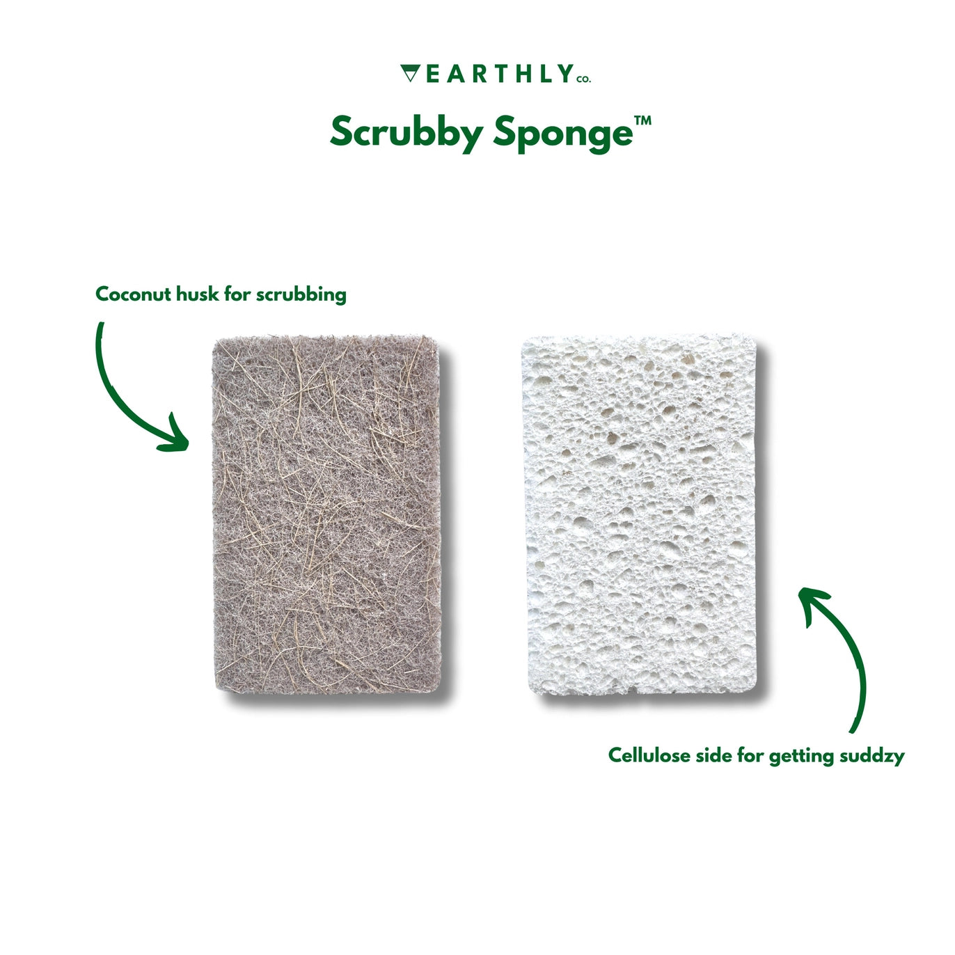 Éponges à récurer biodégradable - EARTHLY - paquet de 8