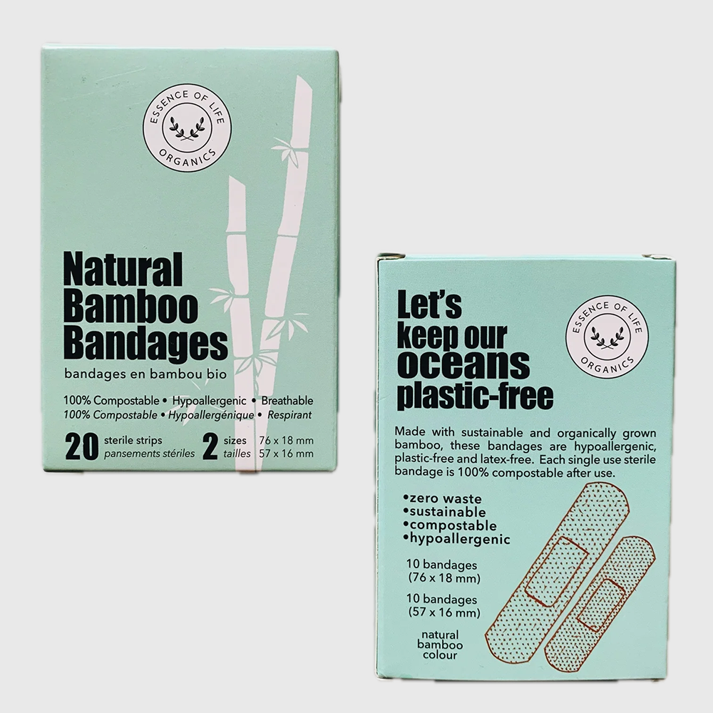 100% Biodegradable Bamboo Bandages, 20 Strips (2 Sizes)