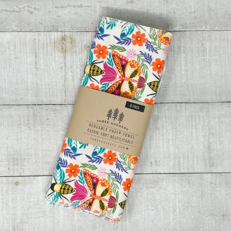 Essuie-tout réutilisables biologiques - Abeilles et papillons