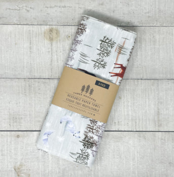 Essuie-tout réutilisables biologiques - forêt d'hiver