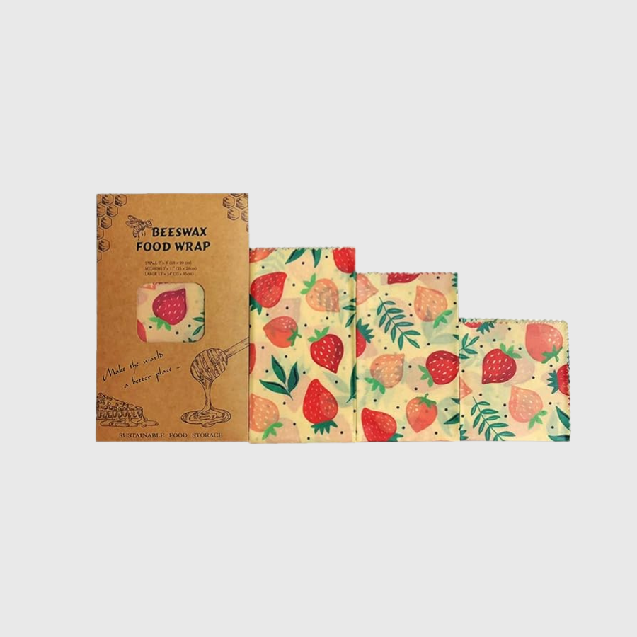 Emballages alimentaires en cire d'abeille - Champs de fraises - Three huggers