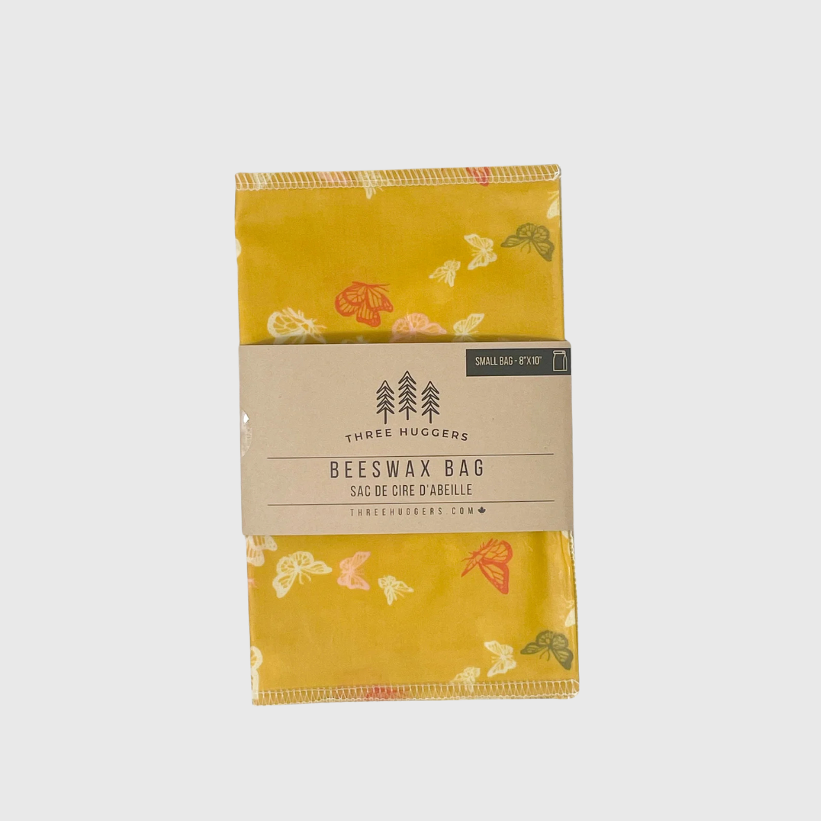 Emballage en cire d'abeille - petit sac - Jaune papillons