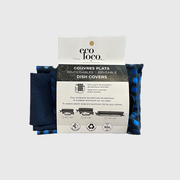 Trio dish cover set, Polka dots/blue
