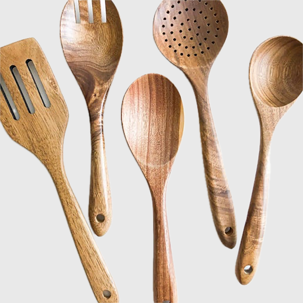Wooden Kitchen Utensils - Set of 6