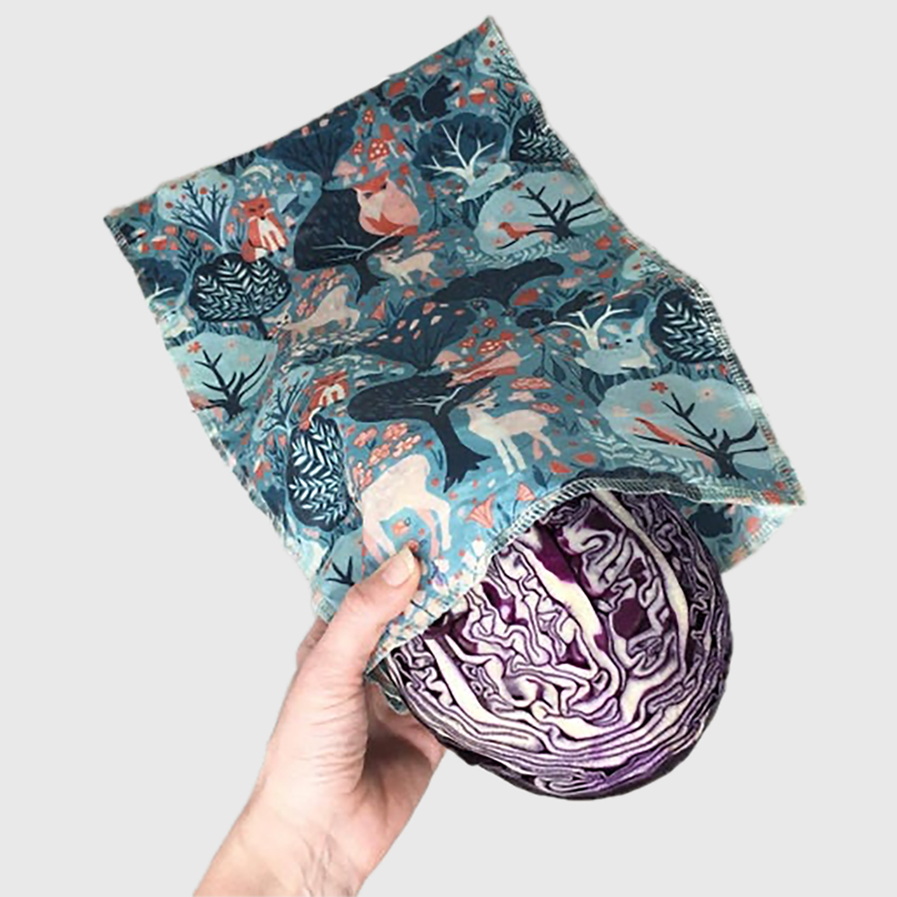 Large beeswax bag packaging - blue flowers