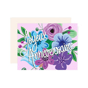 Carte de souhaits- Joyeux anniversaire fleurs mauves et bleues - Page & Willow