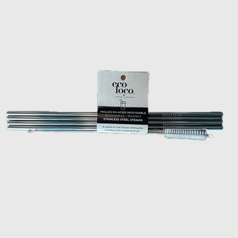 Stainless steel straws pack of 4 + 1 straight brush