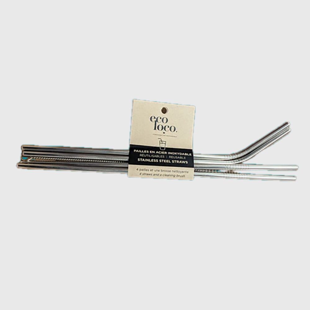 Stainless steel straws pack of 4 + 1 mixed brush