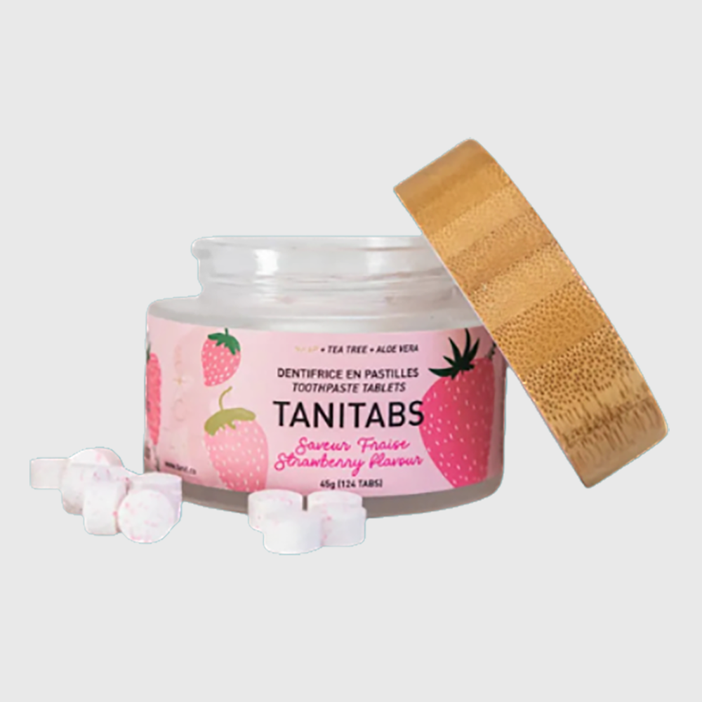 Strawberry Toothpaste Tablets - Reusable Jar - 124 Tablets