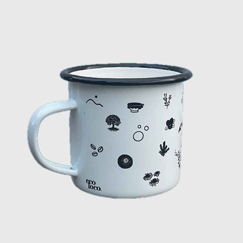 Enameled steel mug