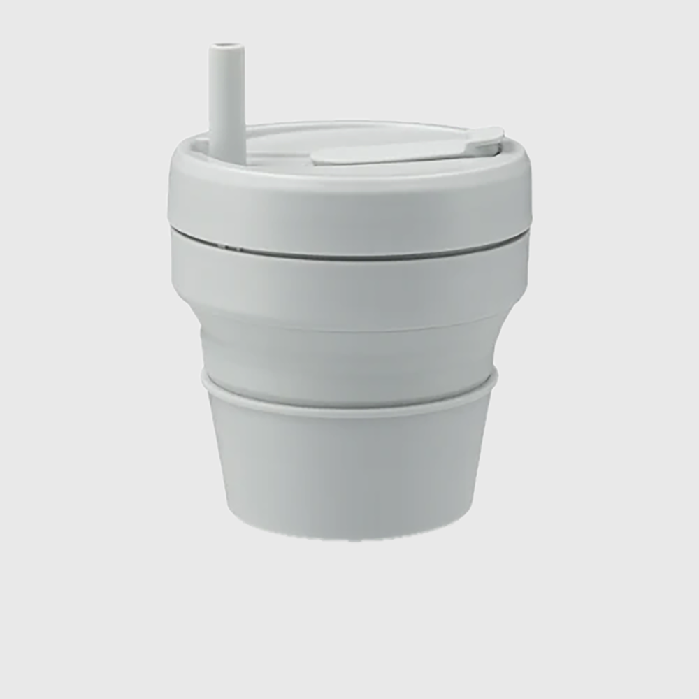 Retractable cup with straw