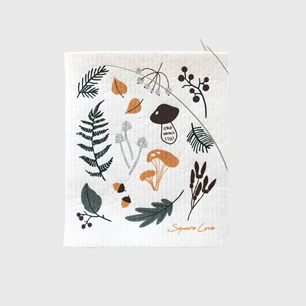 Mushroom/Forest Harvest Swedish Tea Towel