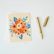 Carte de vœux - Fleurs oranges fond saumon - Paige and Willow