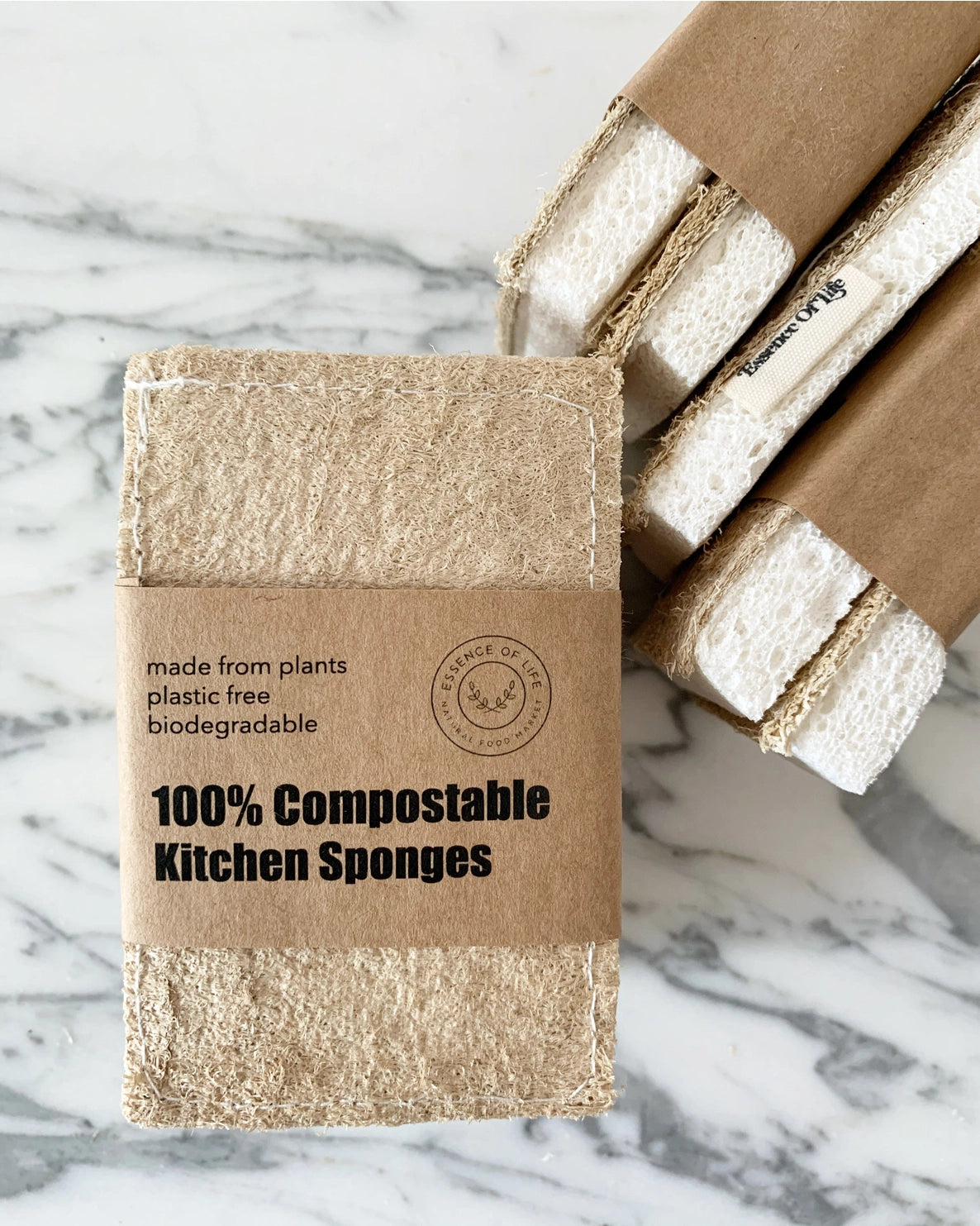 Éponges de cuisine 100 % compostables, paquet de 2
