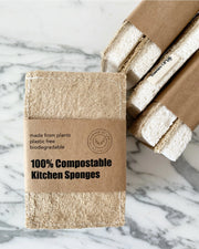 Éponges de cuisine 100 % compostables, paquet de 2