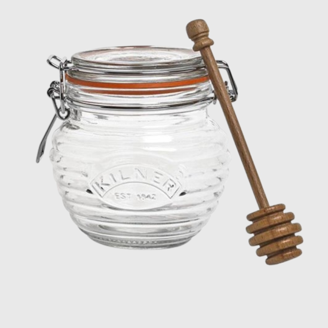 Pot de miel avec plongeur 0.4 L Kilner - Glass honey pot set