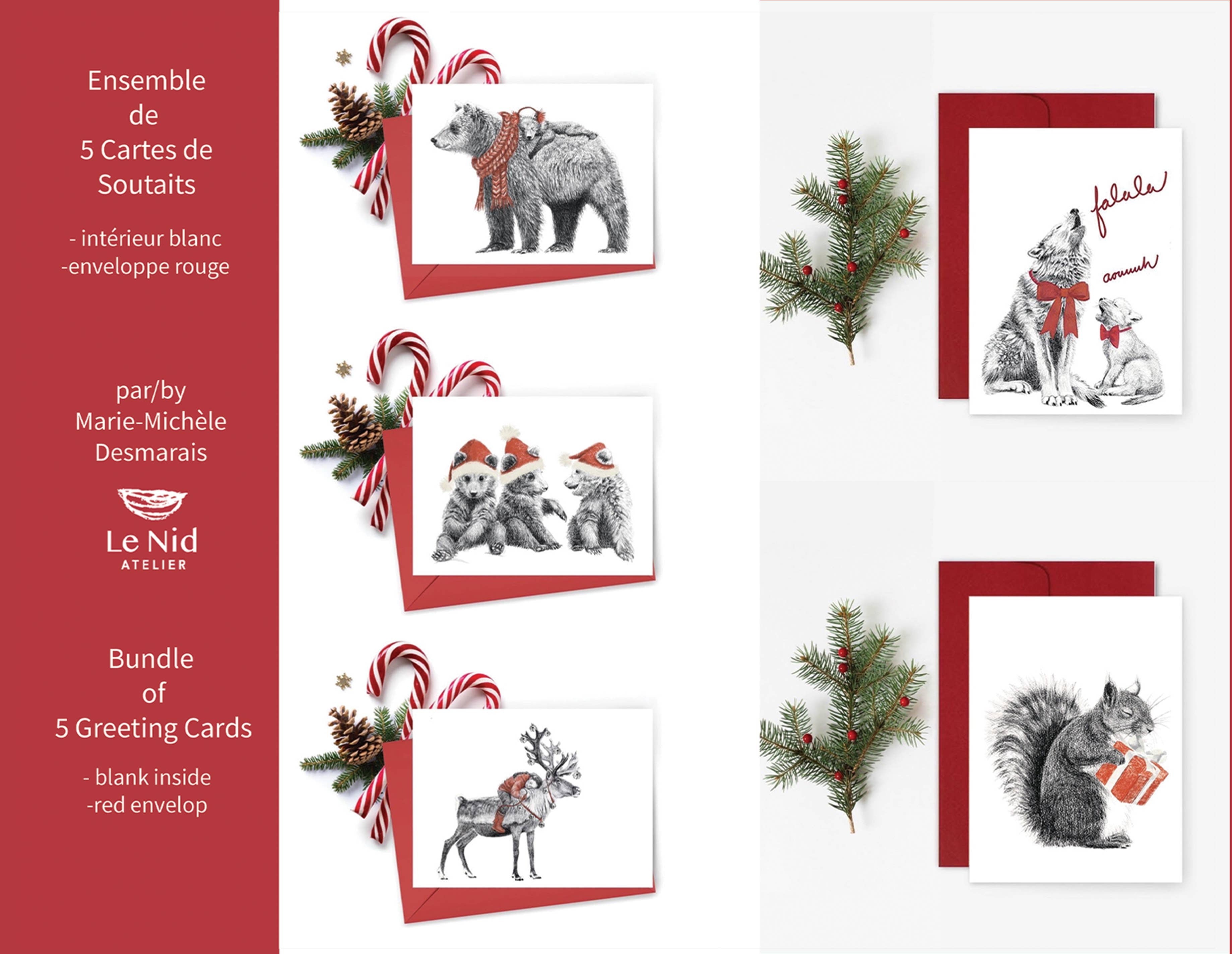 Set of 5 greeting cards - Christmas cards