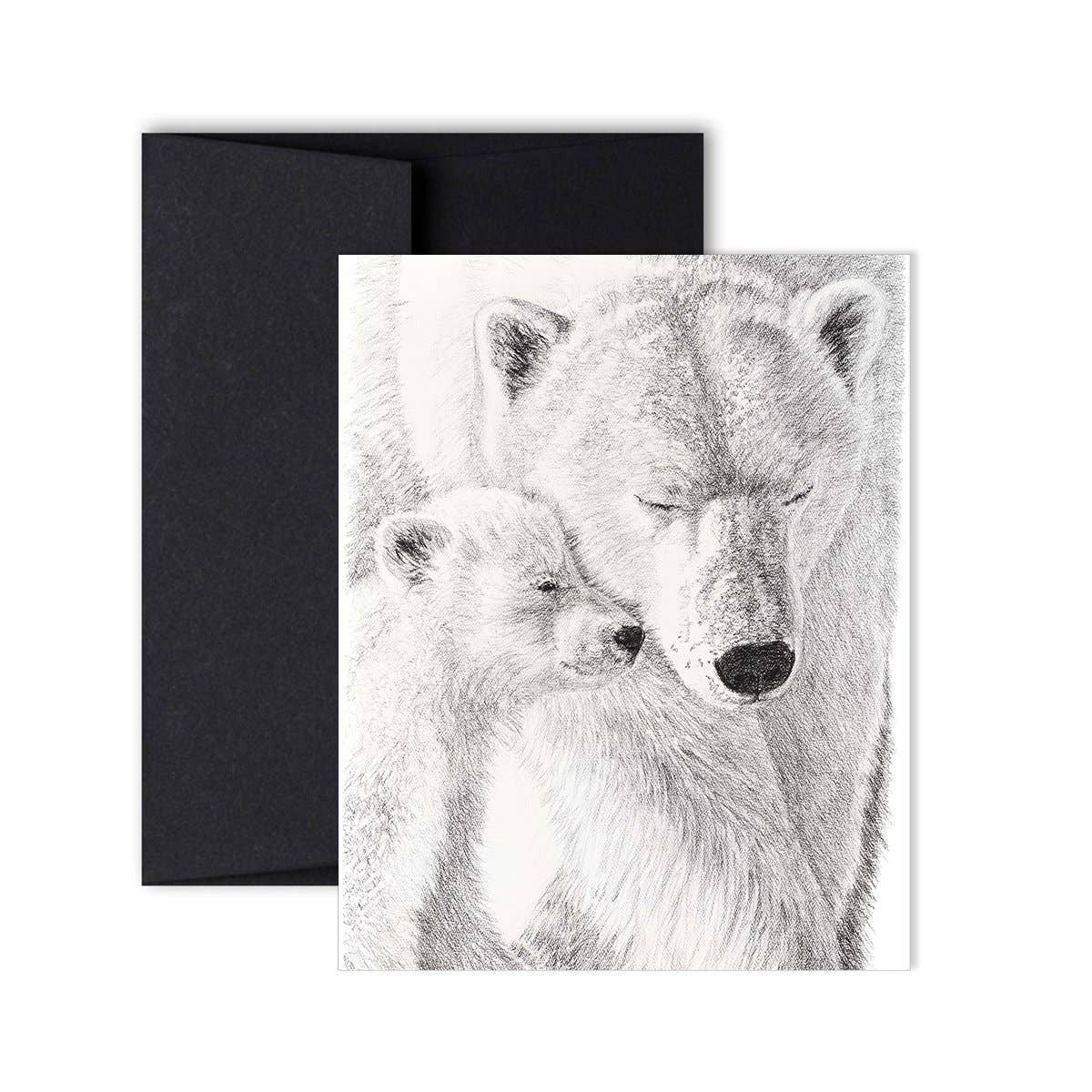 Polar bear greeting card with cub