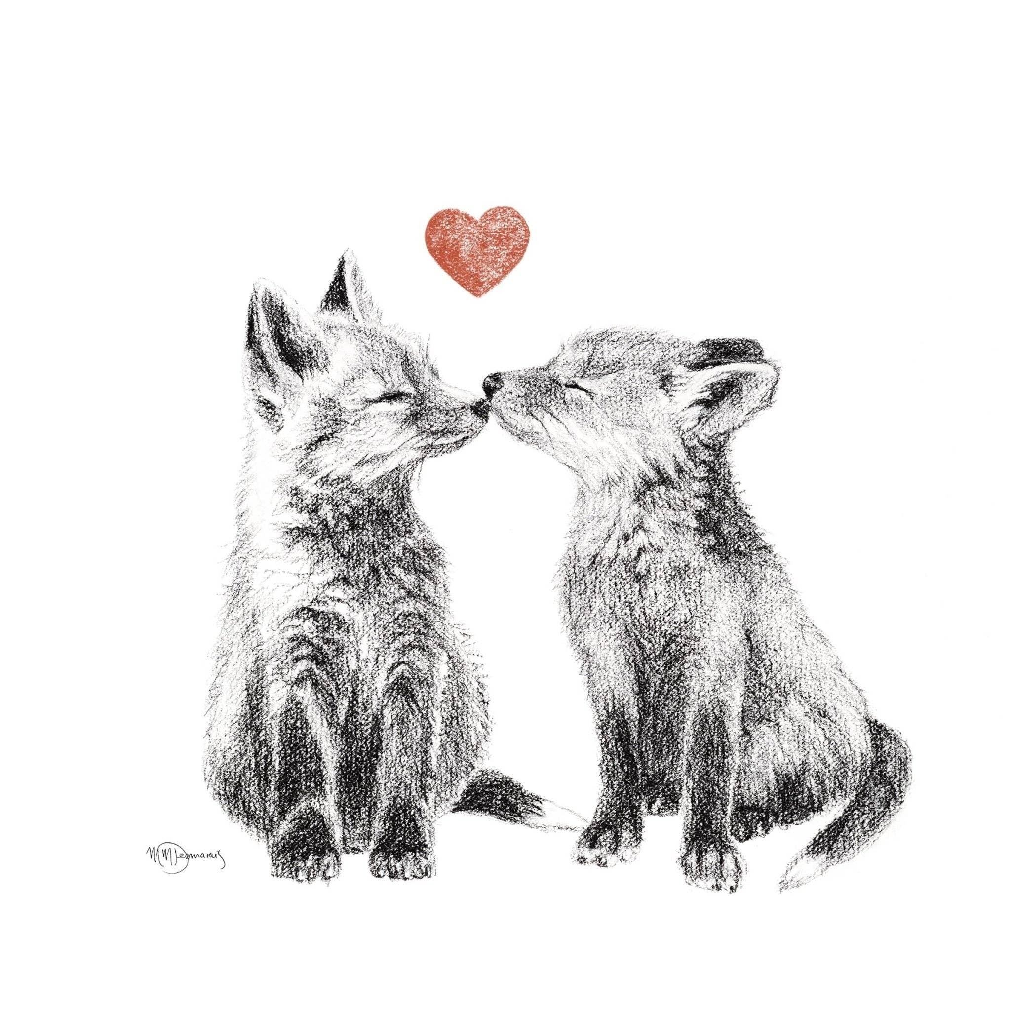 Greeting Card - The Nest - Foxes in Love