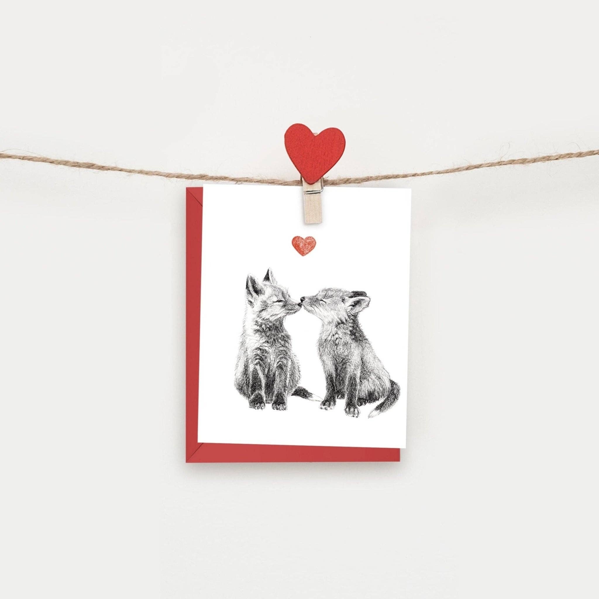 Greeting Card - The Nest - Foxes in Love