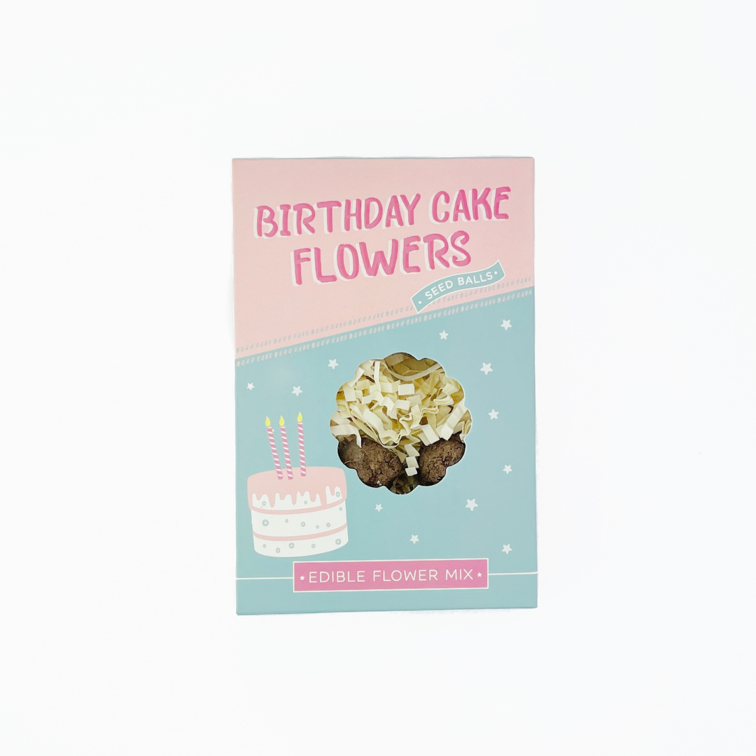 Gift box for birthday cake, edible flowers, garden seeds