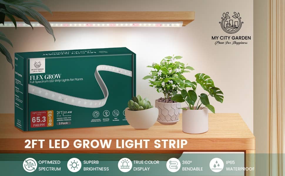 Flex Grow - Silicone Tube LED Grow Light, 4000K, 2-Piece Set