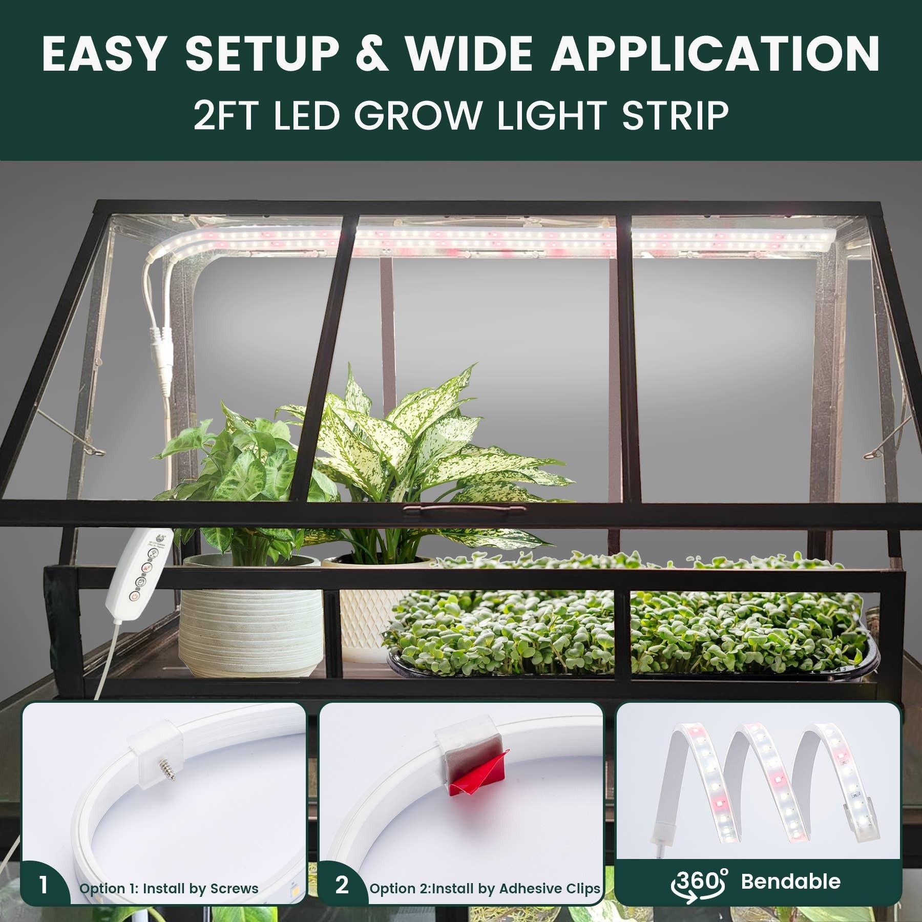 Flex Grow - Silicone Tube LED Grow Light, 4000K, 2-Piece Set