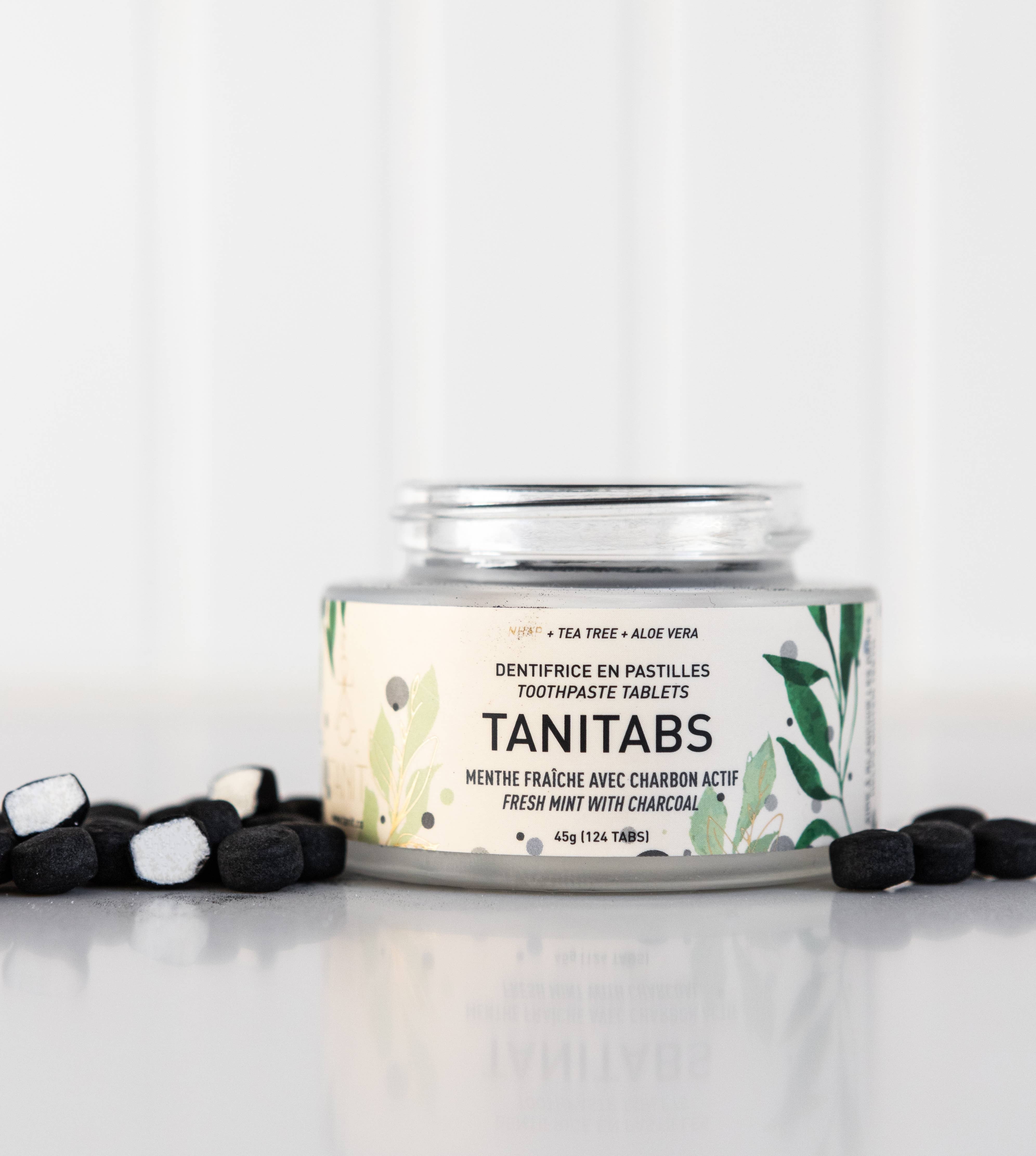 Mint Charcoal Toothpaste Tablets - Reusable Jar - 124 Tablets