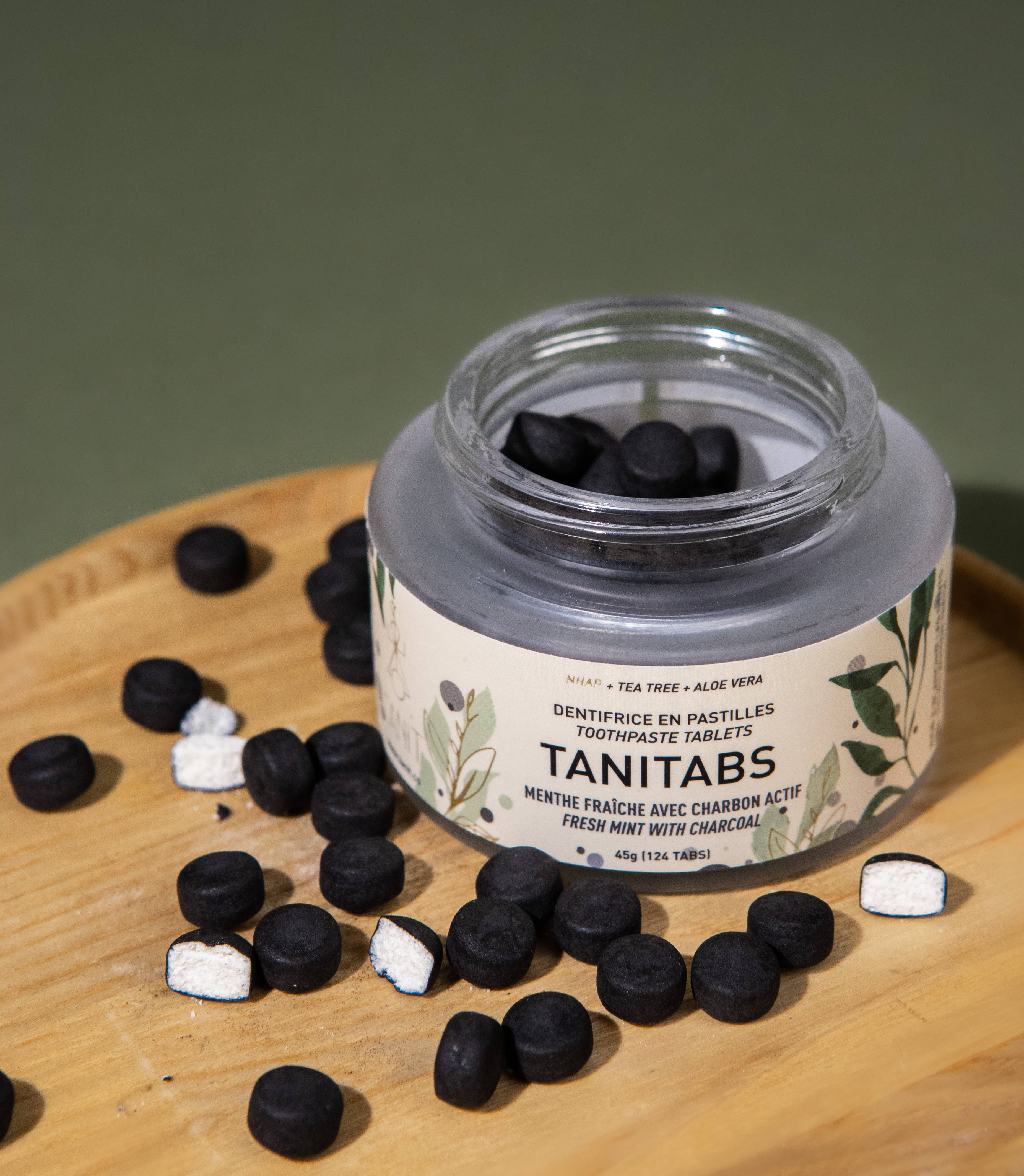 Mint Charcoal Toothpaste Tablets - Reusable Jar - 124 Tablets