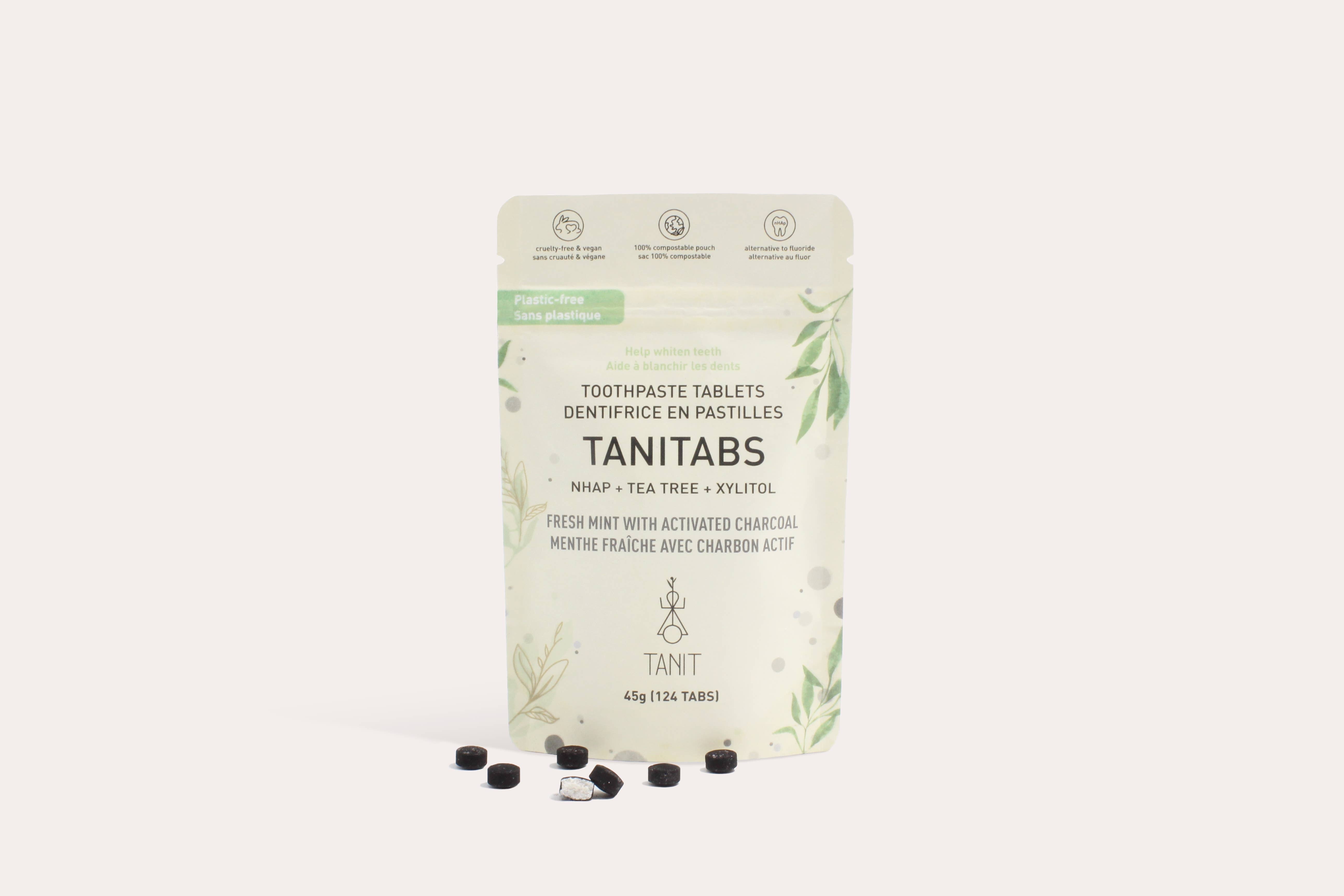 Mint Charcoal Toothpaste Tablets - Reusable Jar - 124 Tablets