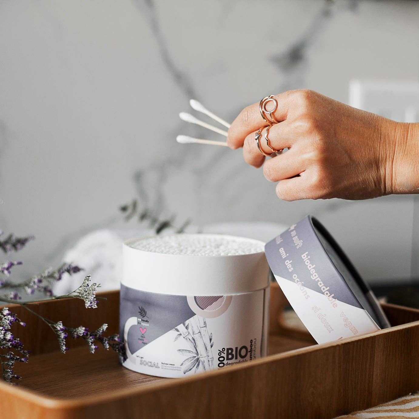 Biodegradable cotton swabs
