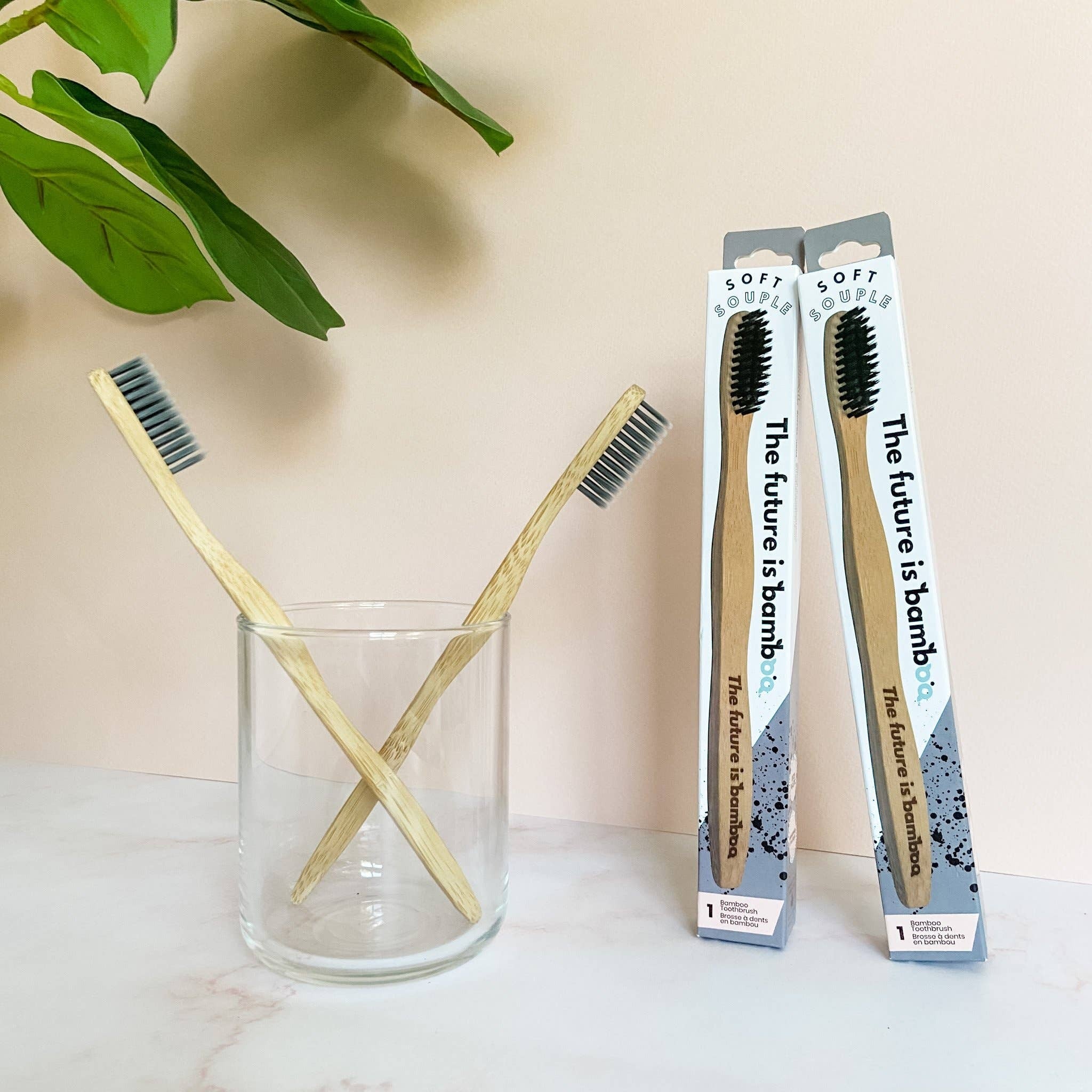 Soft Bamboo Toothbrushes for Adults - Charcoal