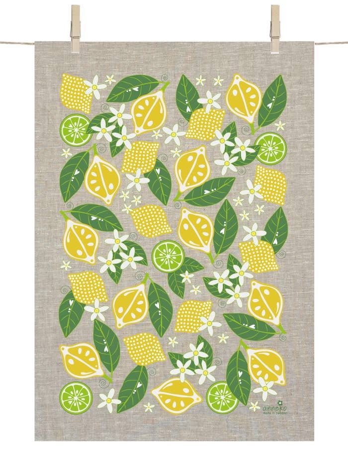 Lemon Tea Towel - 100% Linen