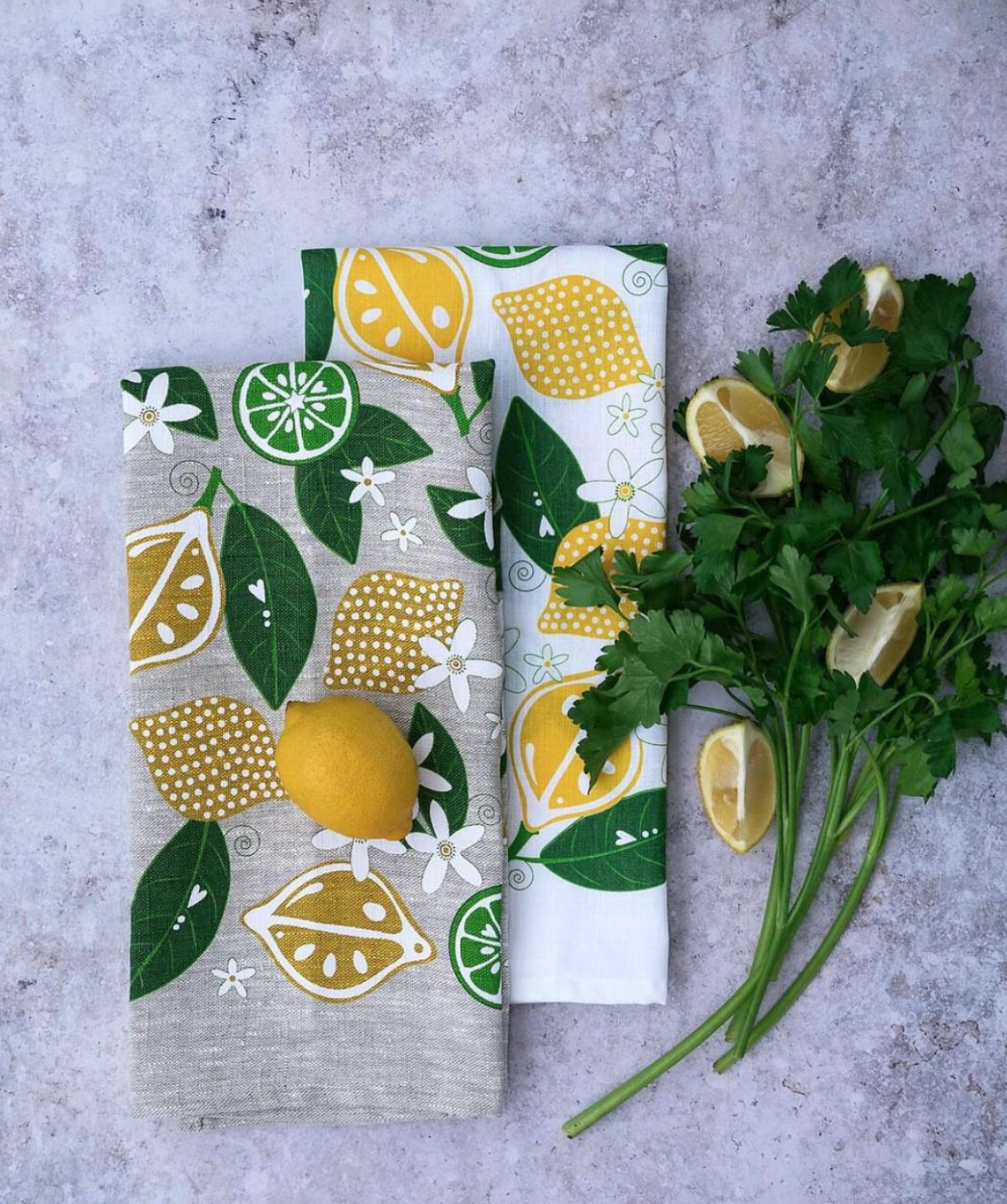 Lemon Tea Towel - 100% Linen
