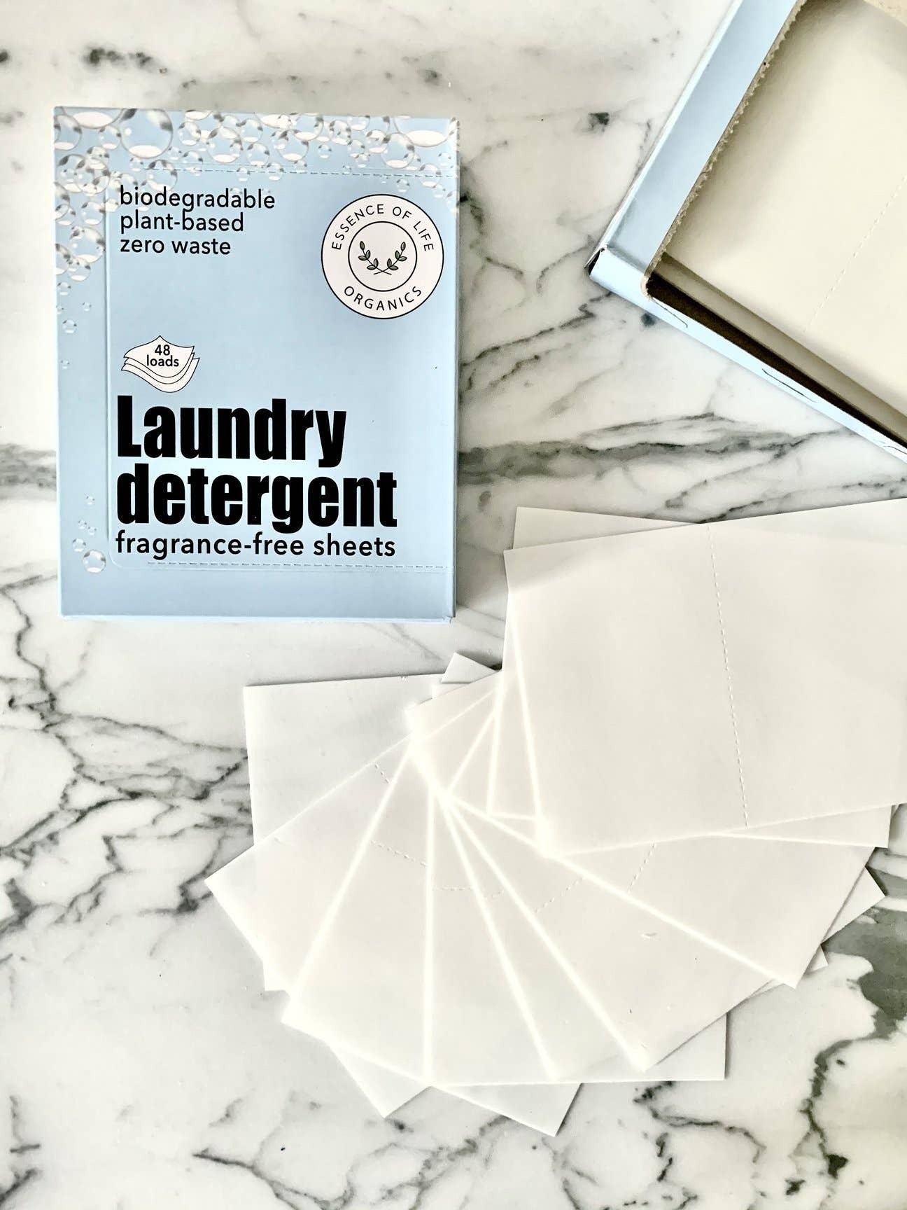 Zero waste, fragrance-free laundry detergent sheets