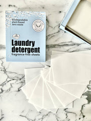 Zero waste, fragrance-free laundry detergent sheets