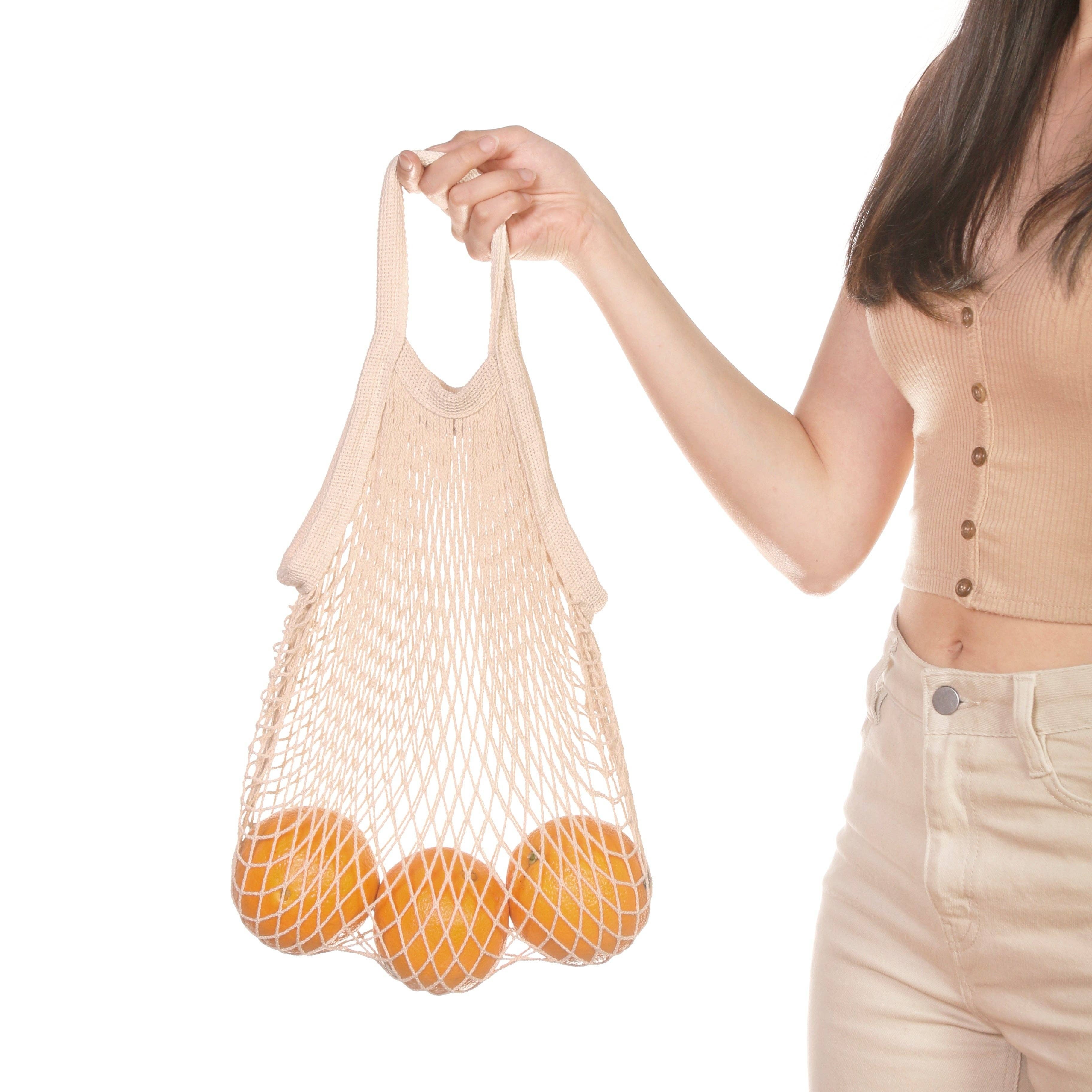 Natural cotton mesh handbag