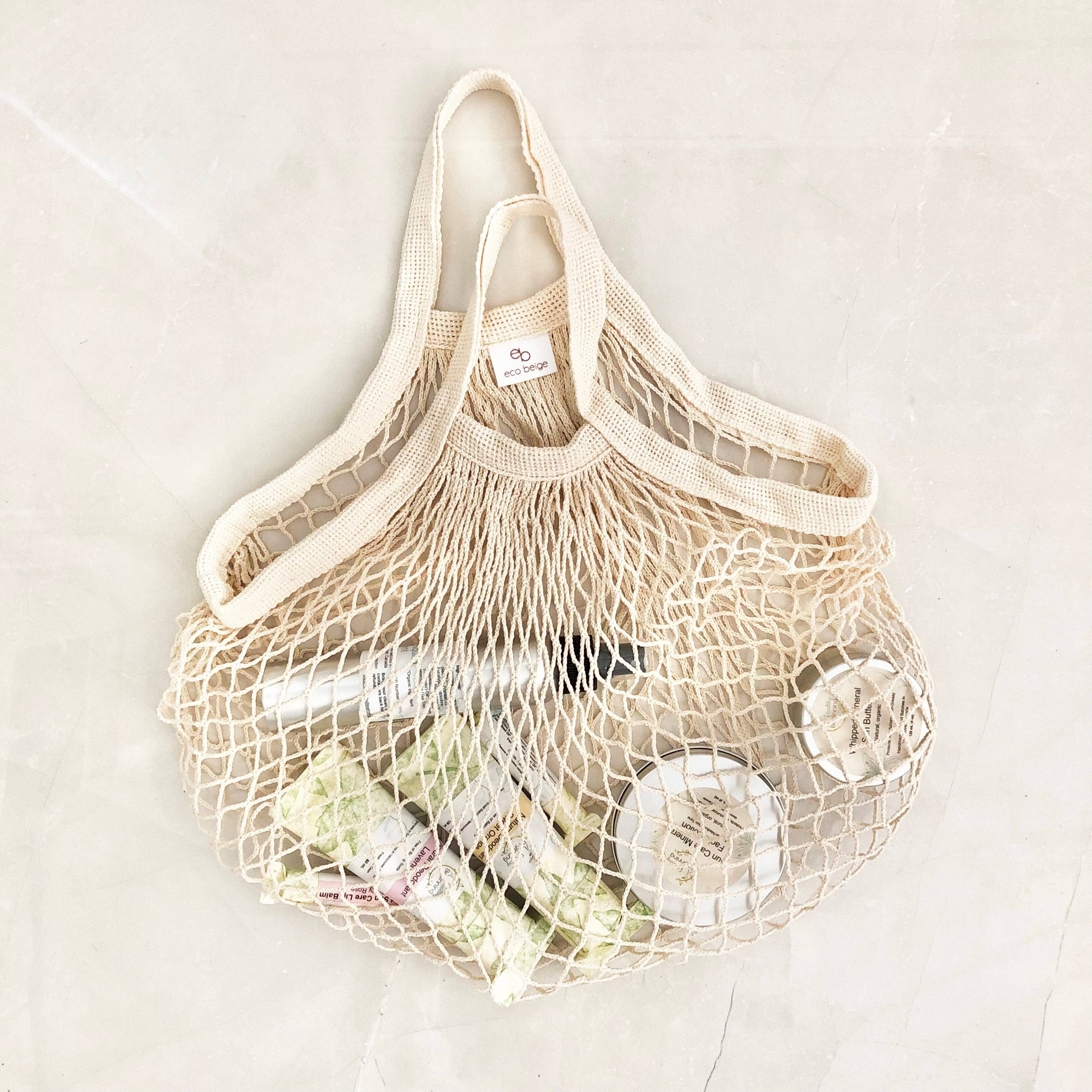 Natural cotton mesh handbag
